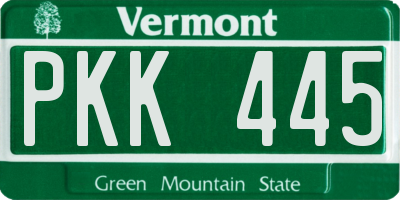 VT license plate PKK445