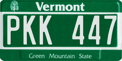 VT license plate PKK447