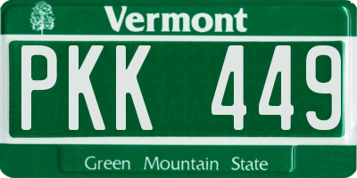 VT license plate PKK449