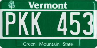 VT license plate PKK453