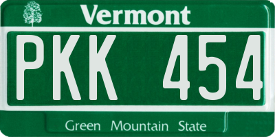 VT license plate PKK454