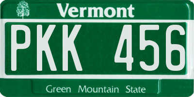 VT license plate PKK456