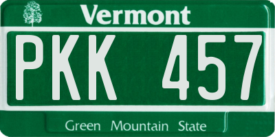 VT license plate PKK457