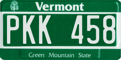 VT license plate PKK458