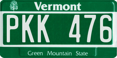 VT license plate PKK476