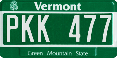 VT license plate PKK477