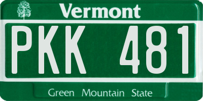 VT license plate PKK481