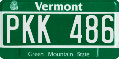 VT license plate PKK486