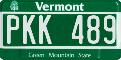 VT license plate PKK489