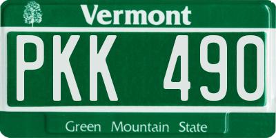 VT license plate PKK490