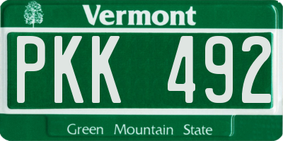 VT license plate PKK492