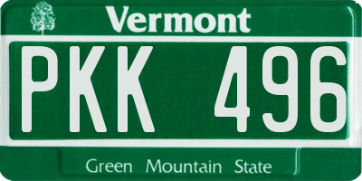VT license plate PKK496