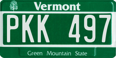 VT license plate PKK497
