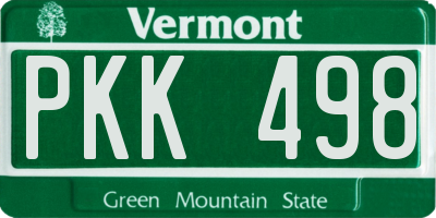 VT license plate PKK498