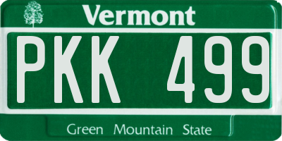 VT license plate PKK499