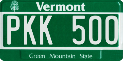 VT license plate PKK500