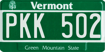 VT license plate PKK502