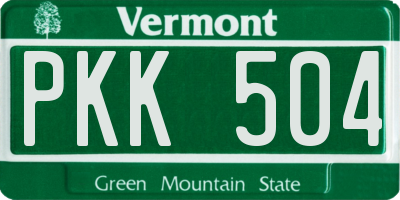 VT license plate PKK504