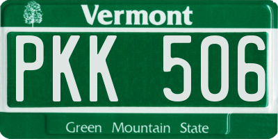 VT license plate PKK506