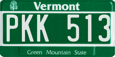 VT license plate PKK513