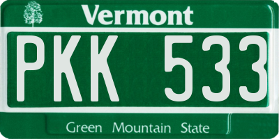 VT license plate PKK533