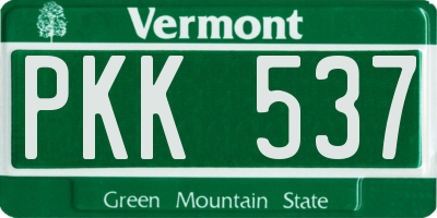 VT license plate PKK537