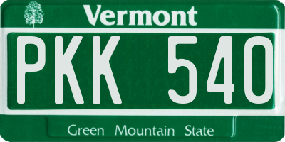 VT license plate PKK540