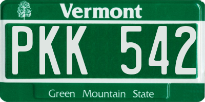 VT license plate PKK542