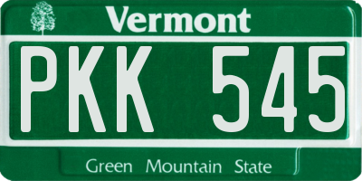 VT license plate PKK545