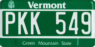 VT license plate PKK549