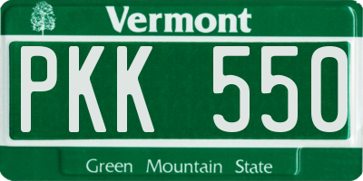 VT license plate PKK550