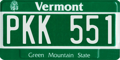 VT license plate PKK551