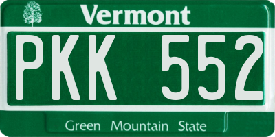VT license plate PKK552