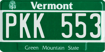 VT license plate PKK553