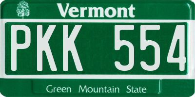VT license plate PKK554