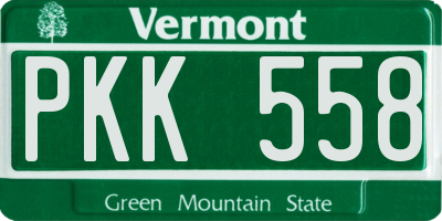 VT license plate PKK558