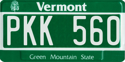 VT license plate PKK560