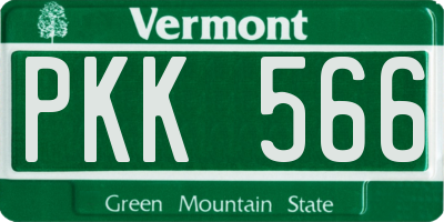 VT license plate PKK566