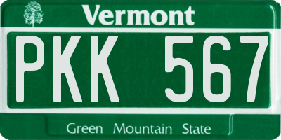 VT license plate PKK567