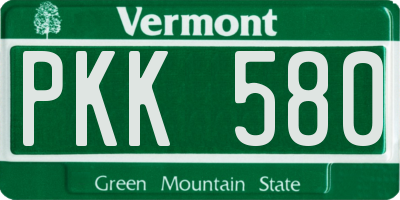 VT license plate PKK580