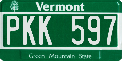 VT license plate PKK597