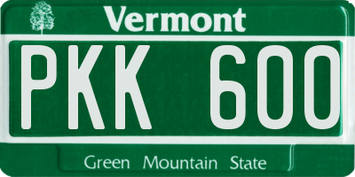 VT license plate PKK600