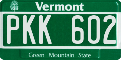 VT license plate PKK602