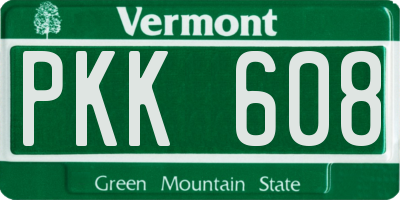VT license plate PKK608