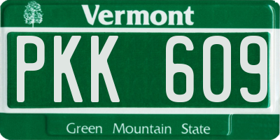 VT license plate PKK609