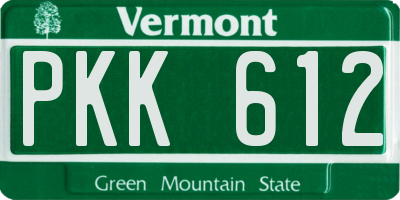 VT license plate PKK612