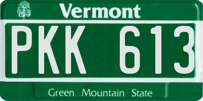 VT license plate PKK613