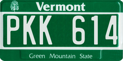 VT license plate PKK614
