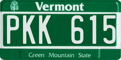 VT license plate PKK615