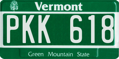 VT license plate PKK618